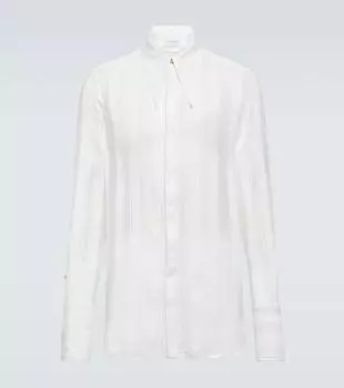 Полосатая рубашка из хлопка и шелка King & Tuckfield, белый