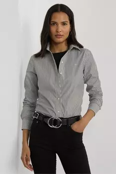 Полосатая рубашка из хлопка, легкая в уходе Lauren Ralph Lauren, черный