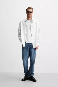 Полосатая рубашка из хлопка - лиоцелла ZARA, полосатый