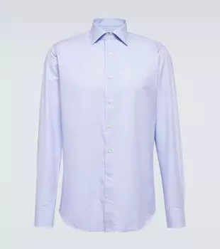 Полосатая рубашка из хлопкового поплина Canali, синий