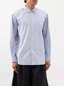 Полосатая рубашка из хлопкового поплина Comme Des Garons, синий