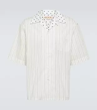 Полосатая рубашка из хлопкового поплина Marni, белый