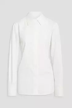 Полосатая рубашка из хлопкового поплина со вставками из органзы HELMUT LANG, белый