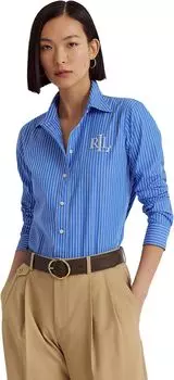Полосатая рубашка из хлопкового сукна LAUREN Ralph Lauren, цвет Blue/White 1