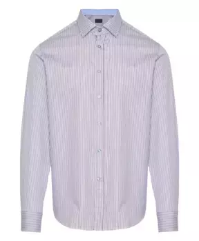 Полосатая рубашка из хлопкового твила Paul & Shark, коричневый