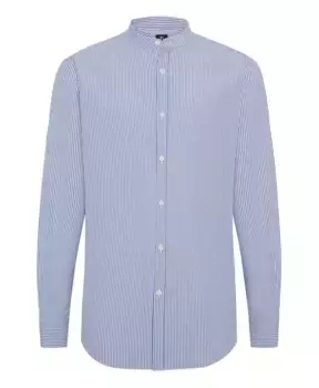 Полосатая рубашка из сирсакера стандартного кроя Boggi Milano, синий