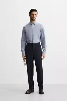 Полосатая рубашка из твила ZARA, синий