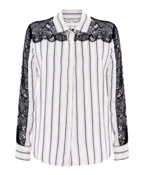 Полосатая рубашка из вискозы с кружевными деталями Kocca, мультиколор