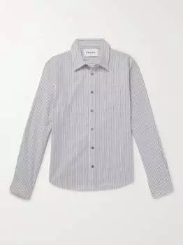 Полосатая рубашка из ворсованного хлопкового твила FRAME, белый