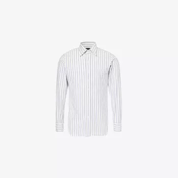Полосатая рубашка классического кроя из хлопка Оксфорд Drakes, белый