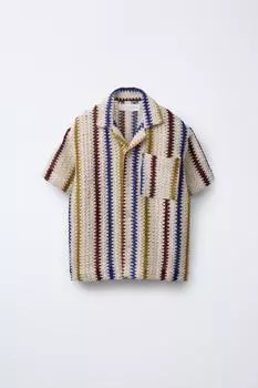 Полосатая рубашка крючком ZARA, экрю