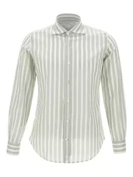 Полосатая рубашка на пуговицах Eleventy, зеленый