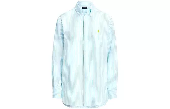 Полосатая рубашка на пуговицах Polo Ralph Lauren, бирюзовый