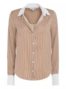 Полосатая рубашка на пуговицах Veronica Beard, коричневый