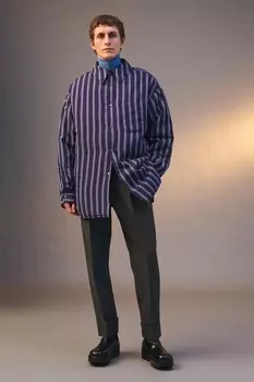 Полосатая рубашка oversize ZARA, полосатый