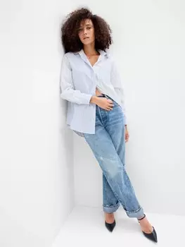 Полосатая рубашка оверсайз Gap, синий