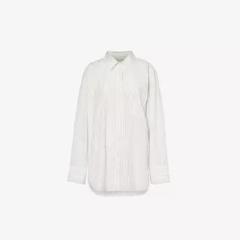 Полосатая рубашка оверсайз из хлопка с накладными карманами Citizens Of Humanity, цвет bitt choc strp