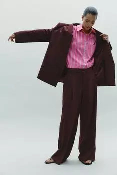 Полосатая рубашка оверсайз ZARA, цвет Fuchsia