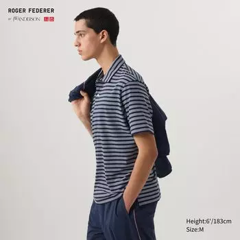 Полосатая рубашка-поло AIRism UNIQLO, темно-синий