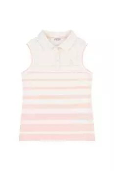 Полосатая рубашка-поло без рукавов для девочки темного цвета U.S. Polo Assn, бежевый