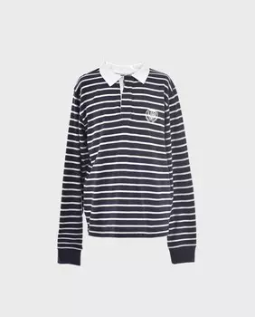 Полосатая рубашка-поло для мальчика с длинными рукавами La Ormiga, темно-синий