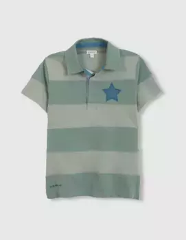 Полосатая рубашка-поло для мальчиков с нашивками в виде звезд Gocco, зеленый
