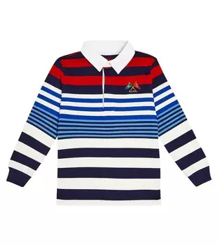 Полосатая рубашка-поло из хлопкового джерси Polo Ralph Lauren Kids, синий
