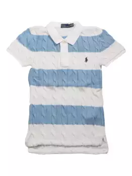 Полосатая рубашка-поло из трикотажа с косами POLO RALPH LAUREN, белый