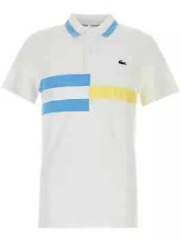 Полосатая рубашка-поло Lacoste из пике, белый