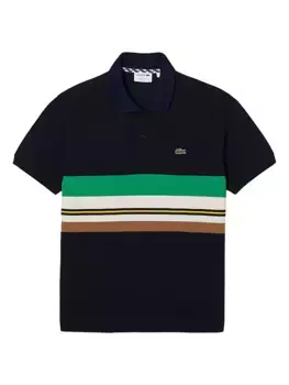 Полосатая рубашка-поло Lacoste, темно-синий