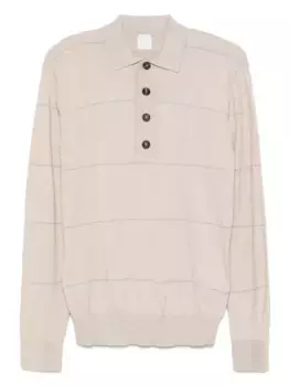 Полосатая рубашка-поло с длинными рукавами Eleventy, нейтральный