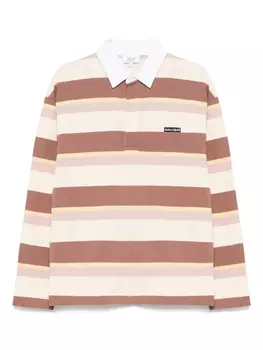 Полосатая рубашка поло с длинными рукавами Maison Kitsun, коричневый