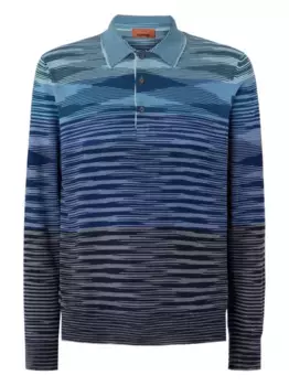 Полосатая рубашка-поло с длинными рукавами Missoni, синий
