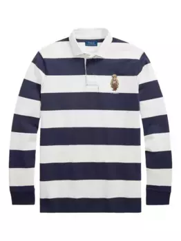 Полосатая рубашка поло с длинными рукавами POLO RALPH LAUREN, синий