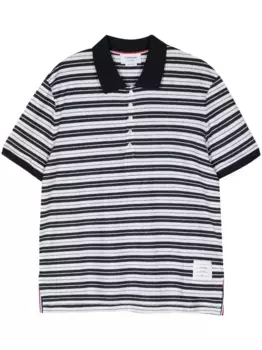 Полосатая рубашка поло с нашивкой-логотипом THOM BROWNE, синий