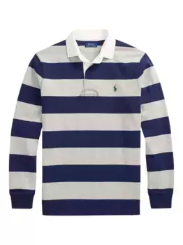 Полосатая рубашка поло The Iconic Rugby с длинными рукавами POLO RALPH LAUREN, синий