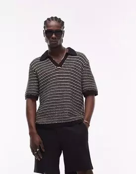 Полосатая рубашка-поло Topman с трикотажным воротником-лацканом