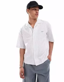 Полосатая рубашка Pull&Bear свободного кроя белого цвета