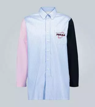 Полосатая рубашка с цветными блоками Prada, разноцветный