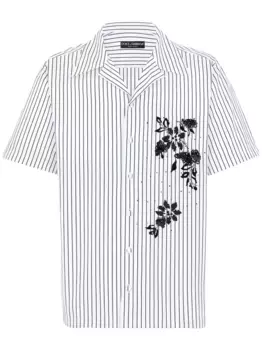 Полосатая рубашка с цветочным принтом DOLCE & GABBANA, белый
