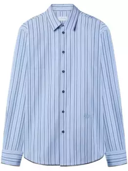 Полосатая рубашка с декоративными молниями OFF-WHITE, синий