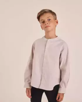 Полосатая рубашка с длинными рукавами для мальчика бежевого цвета Dadati, цвет Natural