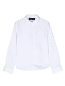 Полосатая рубашка с длинными рукавами Emporio Armani Kids, белый