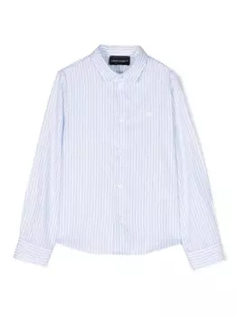Полосатая рубашка с длинными рукавами Emporio Armani Kids, синий