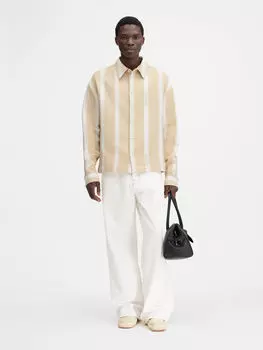 Полосатая рубашка с длинными рукавами JACQUEMUS The Papier shirt, цвет Jacquard Logo Stripes White/Beige