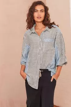 Полосатая рубашка с длинными рукавами Next, синий