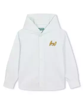 Полосатая рубашка с капюшоном для мальчика Kenzo Kids, синий