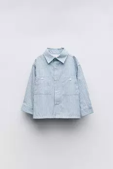 Полосатая рубашка с карманами ZARA, цвет striped