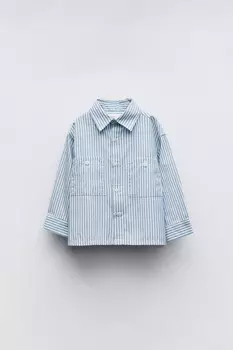 Полосатая рубашка с карманами ZARA, цвет striped