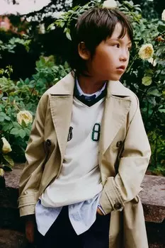 Полосатая рубашка с карманами ZARA, синий